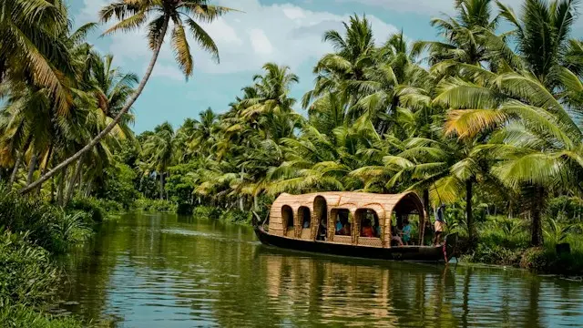 a Houseboat on the water in Kerala
